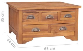 Τραπέζι Σαλονιού με 65x64x35 εκ. Μασίφ Ξύλο Teak - Καφέ
