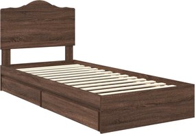 vidaXL Κρεβάτι Αποθήκης Καφέ δρυς 70 x 190 cm Επεξεργασμένο ξύλο