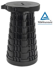 POWERTECH πτυσσόμενο καρεκλάκι HUH-0230, αντοχή έως 250kg, 25.5x45cm, μαύρο