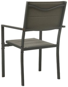 Καρέκλες Κήπου 4 τεμ. Γκρι και Ανθρακί από Textilene και Ατσάλι - Γκρι