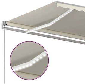 Τέντα Αυτόματη με LED &amp; Αισθητήρα Ανέμου Κρεμ 4x3,5 μ. - Κρεμ