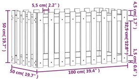 Ζαρντινιέρα Υπερυψωμένη Φράχτης 100x50x50 εκ Μασίφ Ψευδοτσούγκα - Καφέ