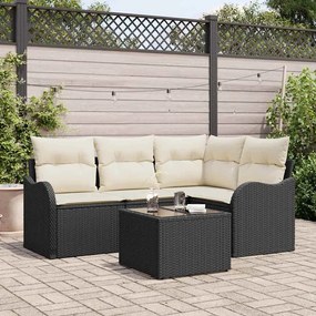 vidaXL Σετ Καναπέ Κήπου με μαξιλάρι 5 pcs Μαύρο Πολυ ράταν