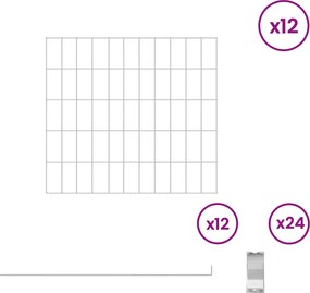 vidaXL Περίφραξη Κήπου με Στήλες 12 τμχ. 55 x 50 εκ. Ασημί