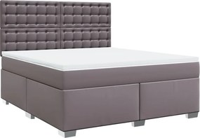 vidaXL Κρεβάτι Boxspring με Στρώμα Γκρι 180x200 εκ. Συνθετικό Δέρμα