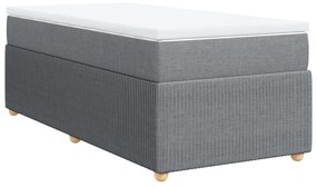 vidaXL Κρεβάτι Boxspring με Στρώμα Ανοιχτό Γκρι 90x190 εκ. Υφασμάτινο