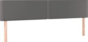 vidaXL Κρεβάτι Boxspring με Στρώμα Γκρι 200x200 εκ. Συνθετικό Δέρμα