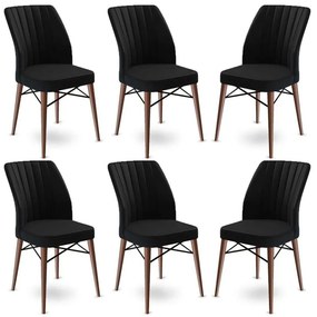 Καρέκλα Flex Babyface (Σετ 6Τμχ) 240CHR1450 45x42x93cm Black-Brown Μέταλλο,Ύφασμα