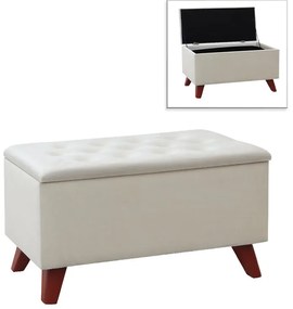 Σκαμπώ - Ταμπουρέ Lotus Megapap βελούδινο χρώμα μπεζ 90x40x50εκ.