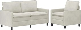 vidaXL Σετ Καναπέ 2 pcs Κρεμ Βελούδο