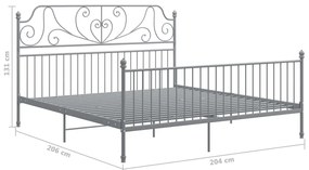 vidaXL Πλαίσιο Κρεβατιού Γκρι 200 x 200 εκ. Μέταλλο