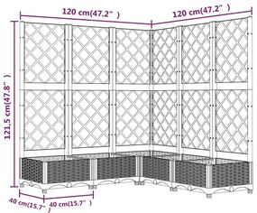 Ζαρντινιέρα Κήπου με Καφασωτό Μαύρο 120x120x121,5 εκ. από PP - Μαύρο