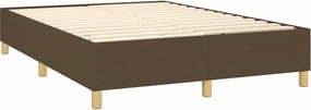 vidaXL Κρεβάτι Boxspring με Στρώμα &amp; LED Σκ.Καφέ 140x200 εκ Υφασμάτινο