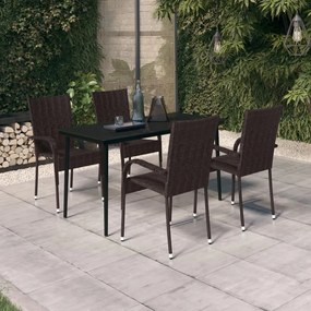 vidaXL Σετ Τραπεζαρίας Κήπου 5 Τεμαχίων Καφέ/Μαύρο