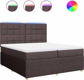 vidaXL Κρεβάτι Boxspring με Στρώμα Σκούρο Καφέ 200x200 εκ. Υφασμάτινο