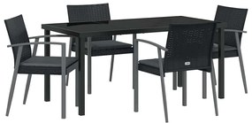 vidaXL Σέτ φαγητού για κήπο 5 pcs Μαύρο Πολυ ράταν