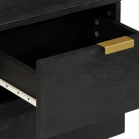 vidaXL Κομοδίνο Μαύρο 40 x 33 x 46 εκ. από Μασίφ Ξύλο Μάνγκο