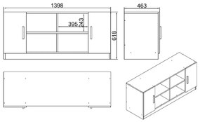 ΒΙΒΛΙΟΘΗΚΗ ARTELIBRE EDMONTON ΟΞΙΑ/ΜΑΥΡΟ ΜΟΡΙΟΣΑΝΙΔΑ 139.8X46.3X61.8CM