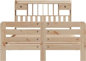 vidaXL Κρεβάτι Βιβλιοθήκη Χωρίς Στρώμα 140x200 εκ Μασίφ Ξύλο Πεύκο