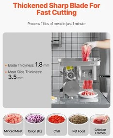 VEVOR Commercial Electric Meat Grinder Slicer 11 Lbs/Min Sausage Stuffer Maker