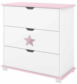 Συρταριέρα  με Αλλαξιέρα  Star White + Pink  83x48x87cm  BC20027 BabyCute