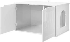 vidaXL Σπίτι Γάτας Λαμπερό Λευκό 85 x 55 x 50,5 εκ Επεξεργασμένο ξύλο