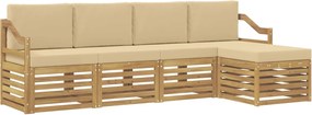 vidaXL Σειρά Καναπέ Εξωτερικού 5 pcs Λευκό και Μπεζ Πολυεστέρας