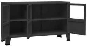 vidaXL Μπουφές Βιομηχανικό Στιλ Μαύρος 105x35x62 εκ. Μέταλλο / Γυαλί