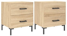 vidaXL Κομοδίνα 2 τεμ. Sonoma Δρυς 40 x 35 x 47,5 εκ. Επεξεργ. Ξύλο