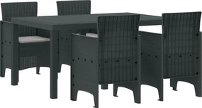 vidaXL Σέτ φαγητού για κήπο 5 τμχ. Ανθρακί Rattan Polt