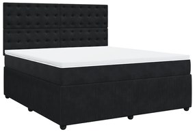 vidaXL Κρεβάτι Boxspring με Στρώμα Μαύρο 180x200 εκ. Βελούδινο