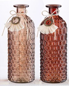 Βάζο ArteLibre Μπουκάλι Γυαλί 8.5x8.5x25cm Σε 2 Χρώματα