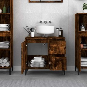 vidaXL Ντουλάπι Μπάνιου Καπνιστή Δρυς 65x33x60 εκ. Επεξεργασμένο Ξύλο