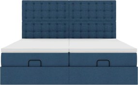 vidaXL Οθωμανικό κρεβάτι με στρώματα μπλε 160x200cm ύφασμα
