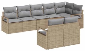 vidaXL Σετ Καναπέ Κήπου με μαξιλάρι 8 pcs Μπεζ, Ανοιχτό Γκρι