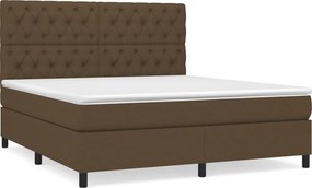 vidaXL Κρεβάτι Boxspring με Στρώμα Σκούρο Καφέ 160x200 εκ Υφασμάτινο
