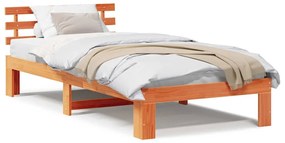 vidaXL Σκελετός Κρεβατιού Καφέ 90 x 200 cm Μασίφ ξύλο πεύκου
