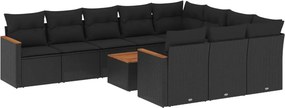 vidaXL Patio Sofa Set 10-θέσια Black