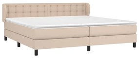 Κρεβάτι Boxspring με Στρώμα Καπουτσίνο 200x200εκ.από Συνθ.Δέρμα - Καφέ