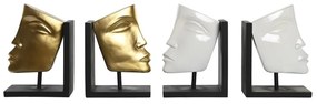 Bokstøtte DKD Home Decor Λευκό Χρυσό Ρητίνη Σύγχρονη Πρόσωπο 30,5 x 10 x 22 cm (x2)