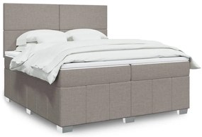 vidaXL Κρεβάτι Boxspring με Στρώμα Taupe 200x200 εκ. Υφασμάτινο
