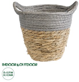 Artificial Garden SYROS 20570 Διακοσμητικό Πλεκτό Κασπώ Γλάστρα - Flower Pot Μπεζ με Γκρι Φ17 x Υ16cm