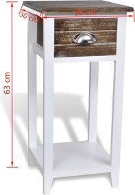 vidaXL Κομοδίνο με 1 Συρτάρι Καφέ / Λευκό