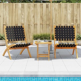 Καρέκλες Κήπου Πτυσσόμενες 2 τεμ. Μαύρες Μασίφ Ακακία &amp; Ύφασμα