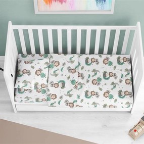 Κατωσέντονο Βρεφικό Lion 534 Με Λάστιχο Green DimCol Cradle 70x140cm 100% Βαμβάκι