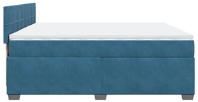 Κρεβάτι Boxspring με Στρώμα Μπλε 200x200 εκ. Βελούδινο - Μπλε