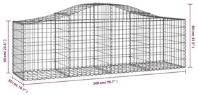 Συρματοκιβώτια Τοξωτά 13 τεμ. 200x50x60/80 εκ. Γαλβαν. Ατσάλι - Ασήμι