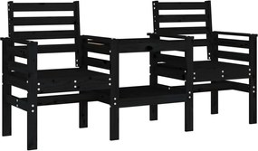 vidaXL Πάγκος Κήπου με Τραπέζι Διθέσιος Μαύρο Μασίφ Πεύκο