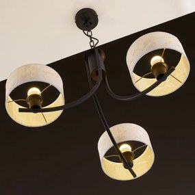 Κρεμαστό Πολύφωτο Arthur Φ65cm Μαύρο με Λευκό Ύφασμα