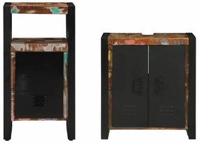 vidaXL Σετ Επίπλων Μπάνιου με ράφι 2 pcs Καφέ Μασίφ ανακυκλωμένο ξύλο
